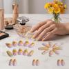 1 Set 3D Press On Nails Easy Removal Almond French Tip Stick-on Fake Nails Full Cover Glue On False Nails Women DIY Manicure Supplies