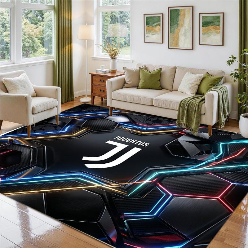 Juventus FC Design Crystal Velvet Rug Soft Decorative Mat for Bedroom Entrance