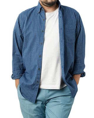 Flannel Small Navy Stripe [Declasse] Double-Brushed Shirt/Button-Down (55545)