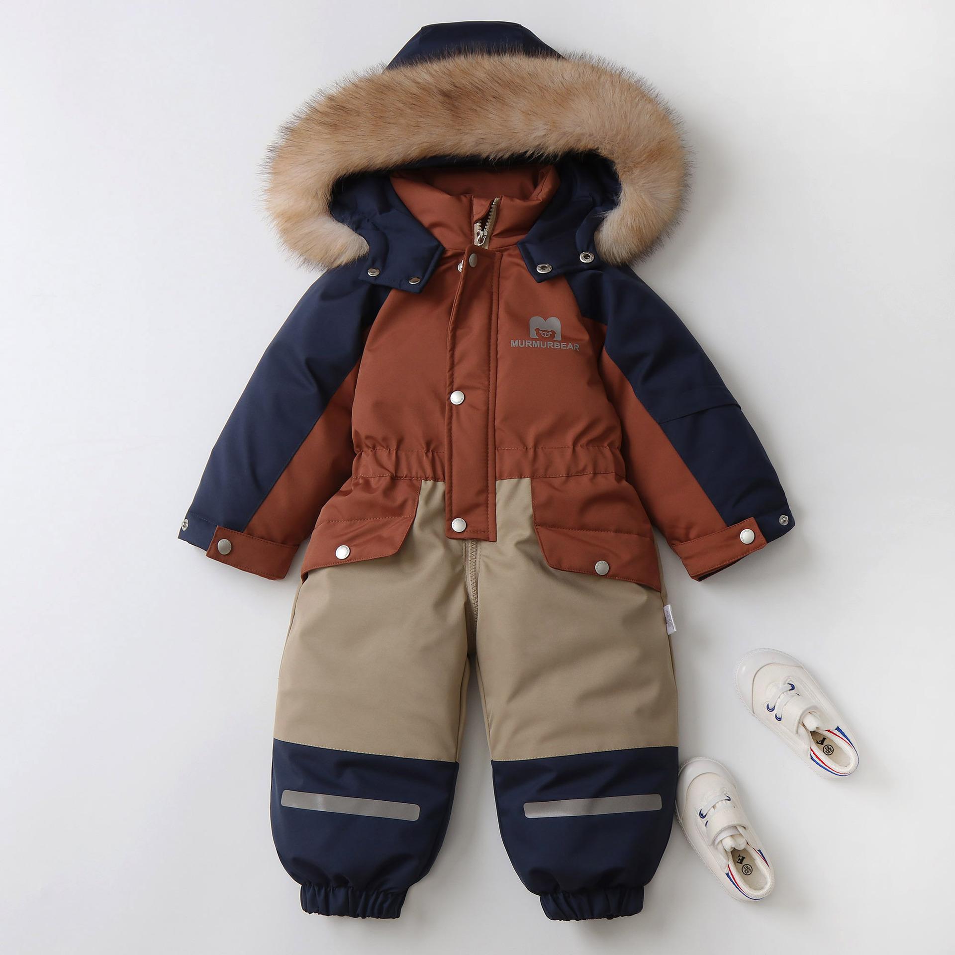 

Зимний комбинезон для детей, детский комбинезон, горнолыжные костюмы, водонепроницаемые комбинезоны с капюшоном для девочек и мальчиков, комбинезоны, зимние теплые куртки для сноуборда, уличные куртки 100cm розовый