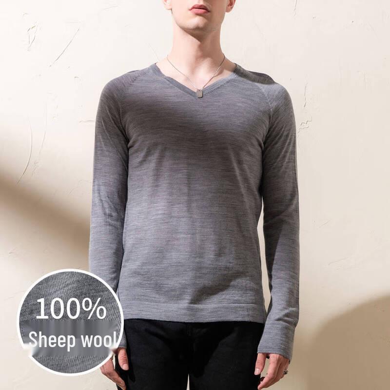 Sinofrud Men's Lightweight Merino Wool V-Neck Knit Sweater