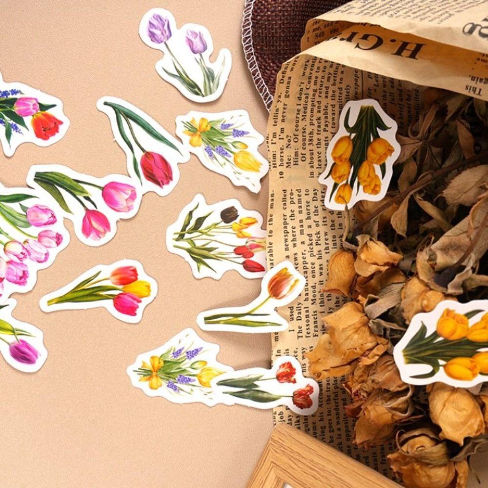 

Scrapbooks Decoration Colorful Tulip Flowers Stickers Nordic Style Mini Paper Sticker