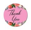 Darling Souvenir Pack Of 45 Pcs Round Chrysanthemum Floral Border Black Thank You Stickers-1.6