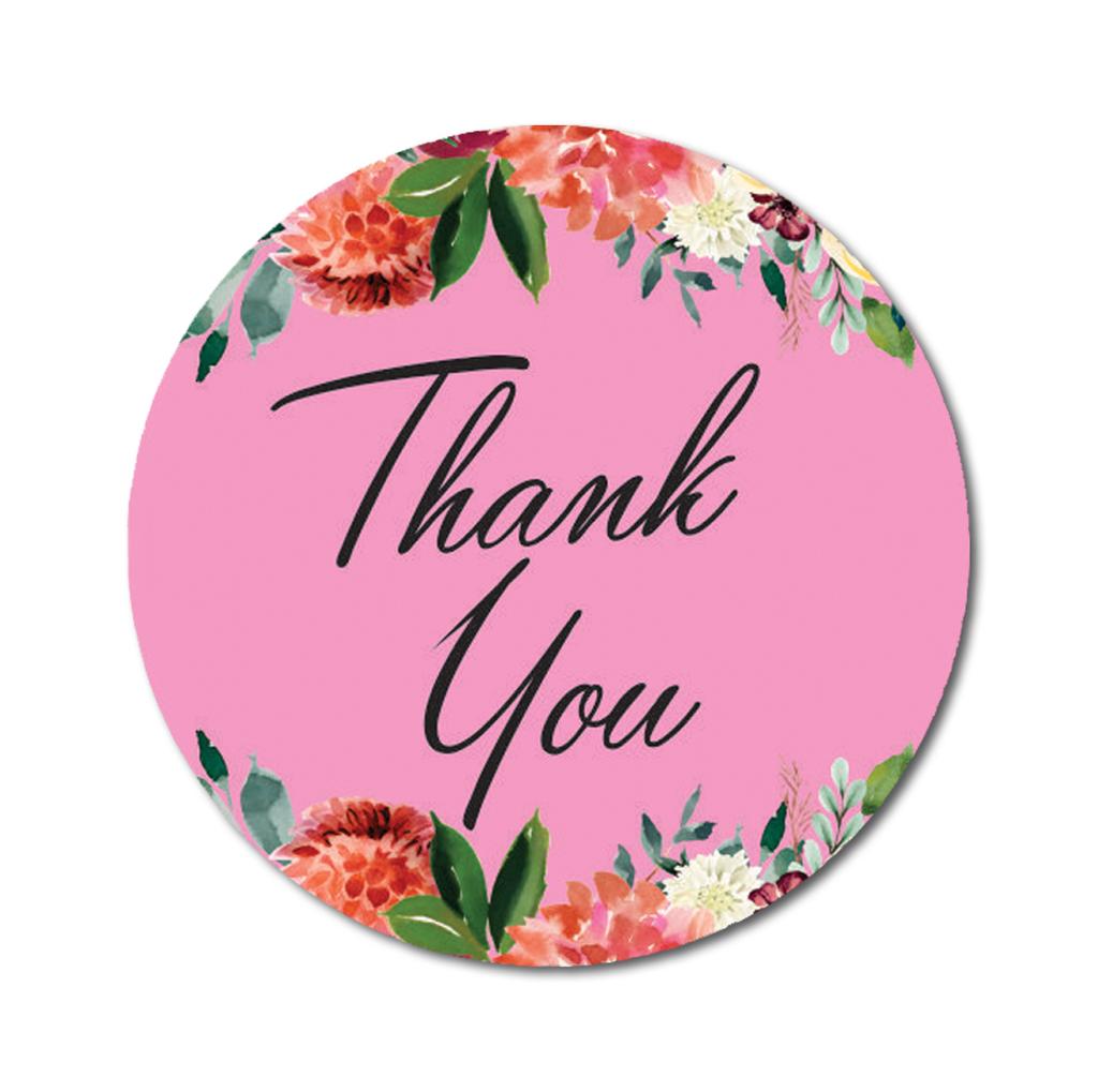 Darling Souvenir Pack Of 45 Pcs Round Chrysanthemum Floral Border Black Thank You Stickers-1.6