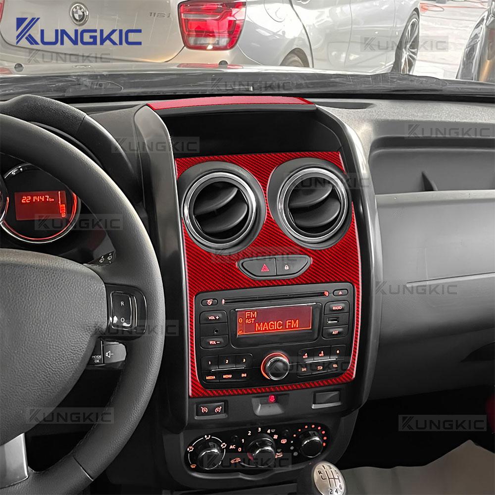 For Dacia Duster 2014 2015 2016 2017 2018 Real Soft Carbon Fiber Sticker LHD RHD Car Central Control Screen Trim Accessories