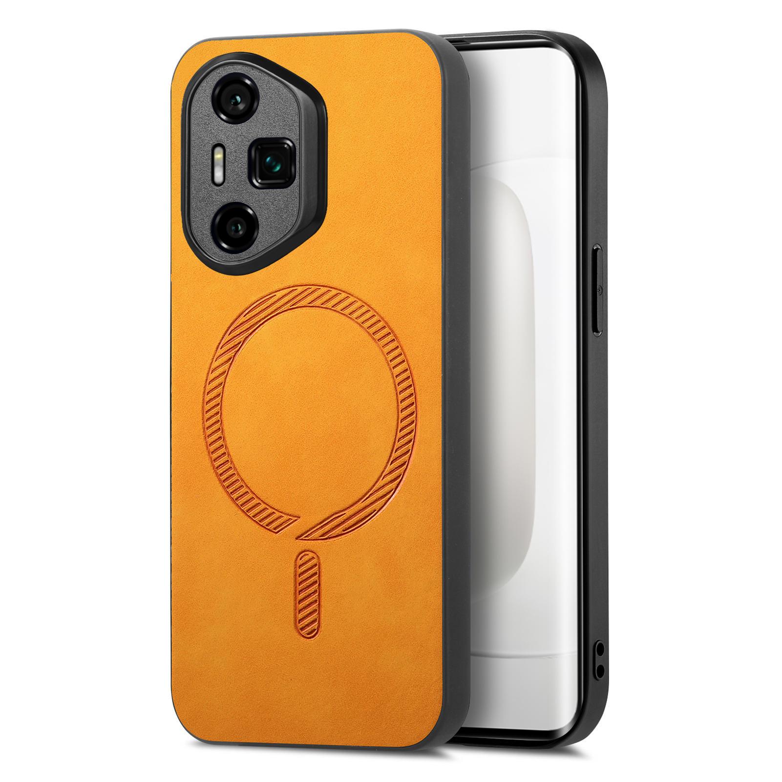 

For Honor 300 Ultra Leather Back Case Compatible with MagSafe Skin-touch Phone Cover Brown