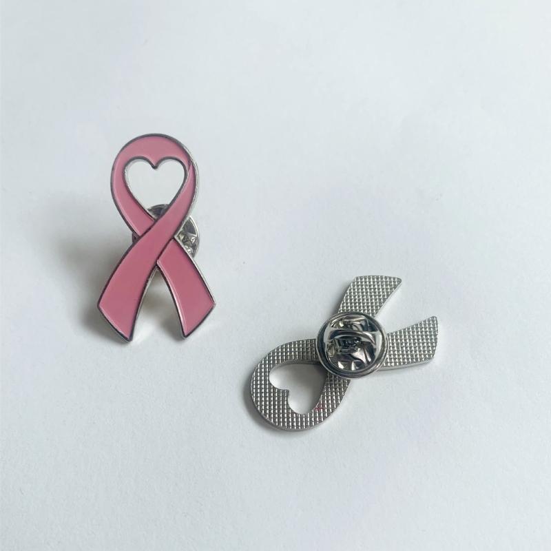 20pcs Breast Cancers Awareness Enamel Lapel Pin Heart Ribbon Brooches Pins Public Welfare Badges Party Jewelry Accessory