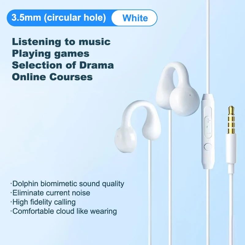 Wired Earphones with Wired Gaming Headset with Call Volume IPX Compatible with PCs and Online Meetings 3.5mm Microphone, Open-Ear, Non-Clog,