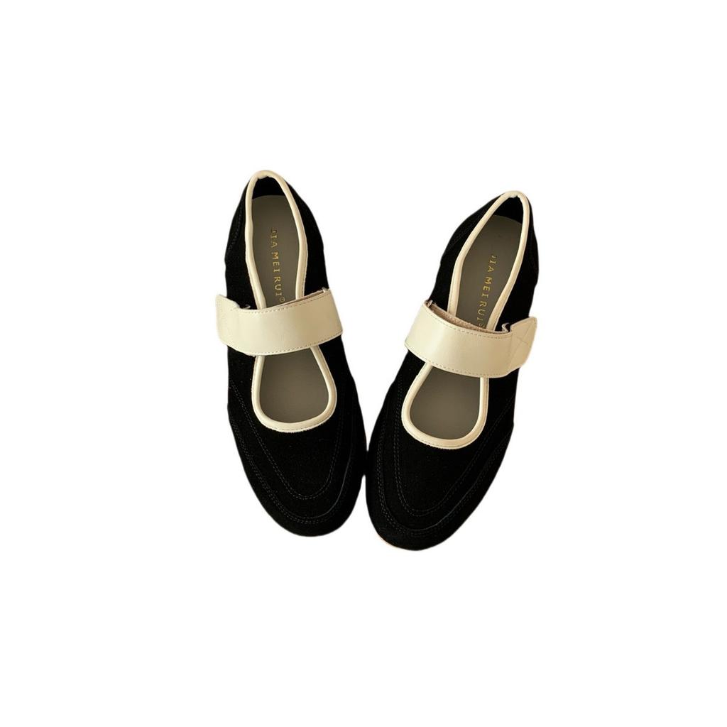 2025 New Round Head with Velcro Thick-soled Shallow Mouth Versatile Leisure Sports Versatile Women's Single Shoes