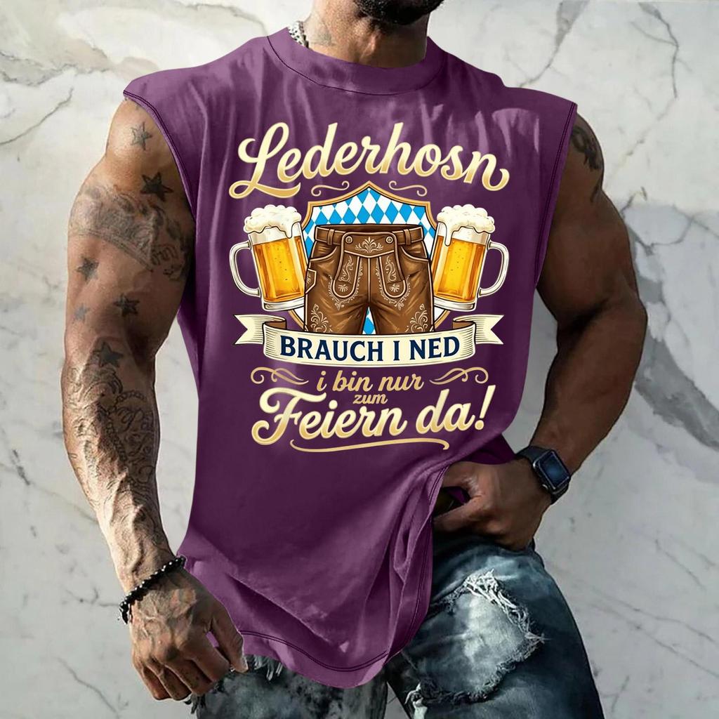Męski Tank Top Bez Rękawów Luźny Krój Codzienny Streetwear Letnia Koszulka na Mięśnie Graficzny Nadruk Festiwal Piwa Codzienny Ubiór