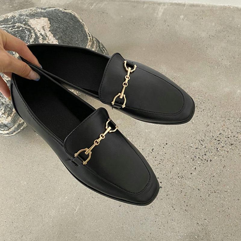 Fashion Comemore 2025 Spring Women Slip On Loafer Spring Fashion Ladies British Metal Flat Shoes Pumps Female Green Casual Leather Flats