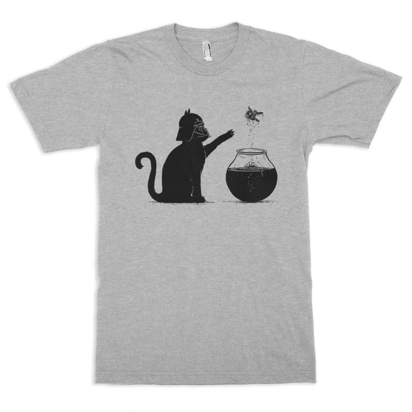 Darth Vader Cat and Fish Funny T-Shirt, Men s and Women s Sizes XL