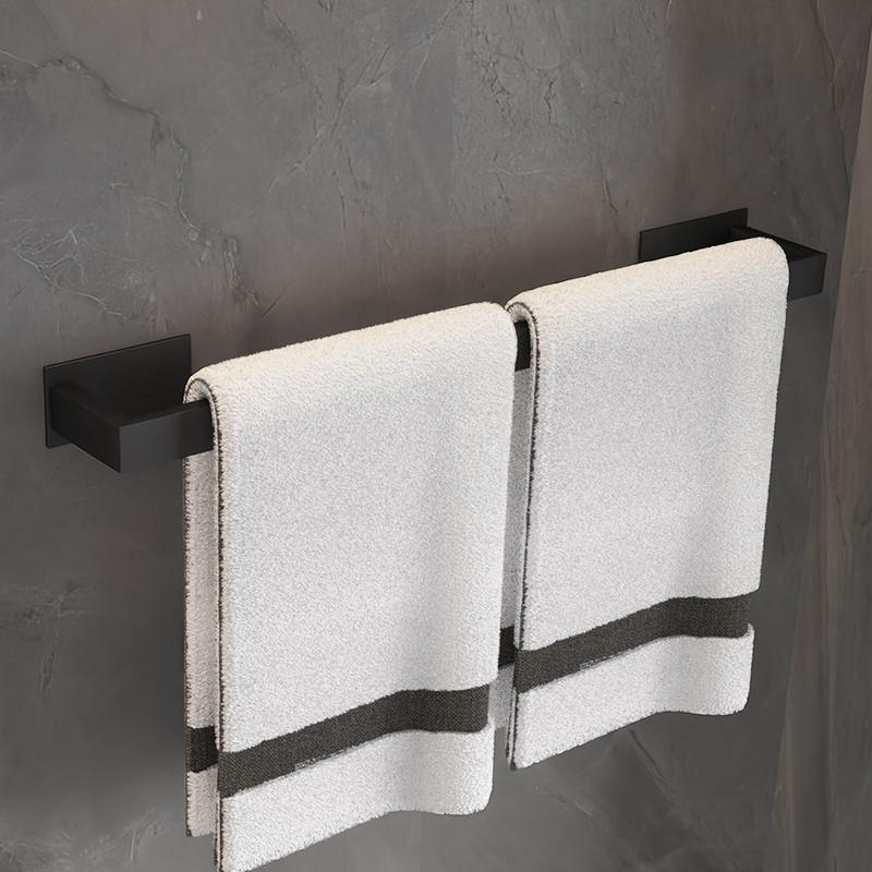 Czarny zestaw akcesoriów łazienkowych Samoprzylepny, wieszak na ręczniki, wieszak na ręczniki, uchwyt na papier, zestaw akcesoriów bez gwoździ