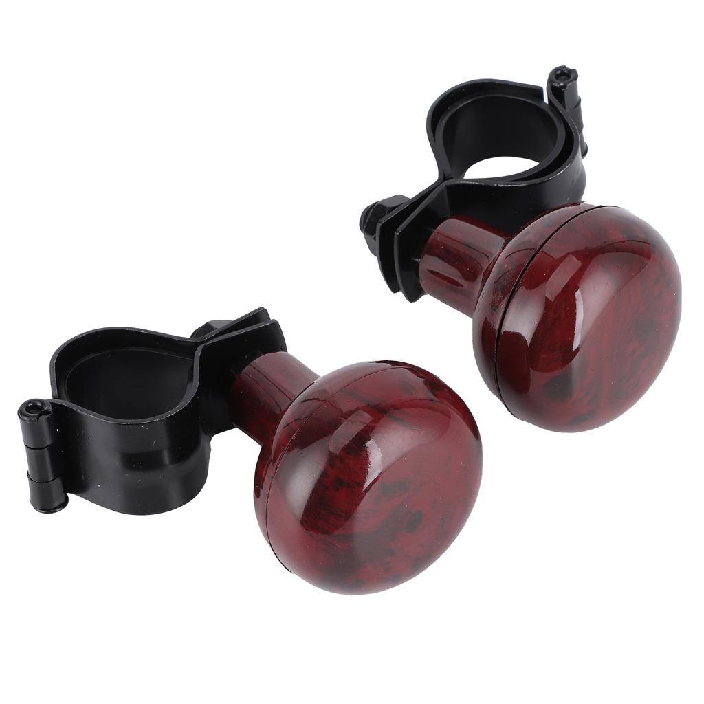 2Pcs Steering Wheel Spinner Knob Mahogany Woodgrain Universal Car Booster Handle Accessories