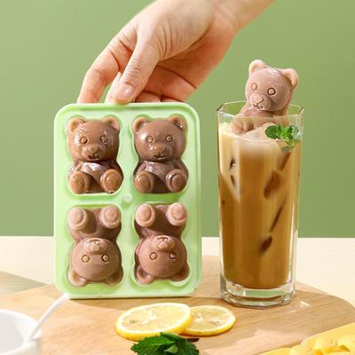 1pc Cute Teddy Bear Ice Cube Tray Flexible Food Grade Silicone Ice Cube Mold Ice Trays For Freezer Homemade DIY Ice Model
