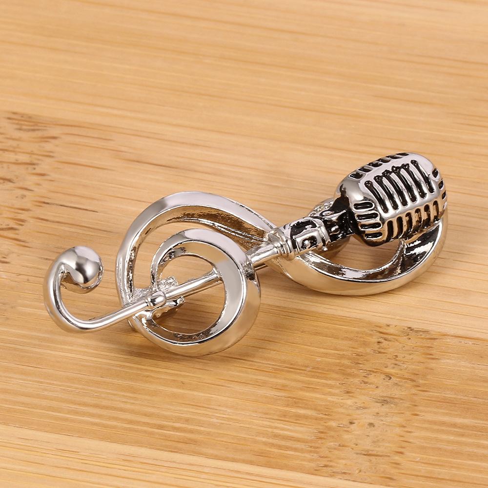 Music Note Microphone Brooches Fashion Metal Pins Special Badge for Women Men Student Musician Backpack Lapel Pin Jewelry