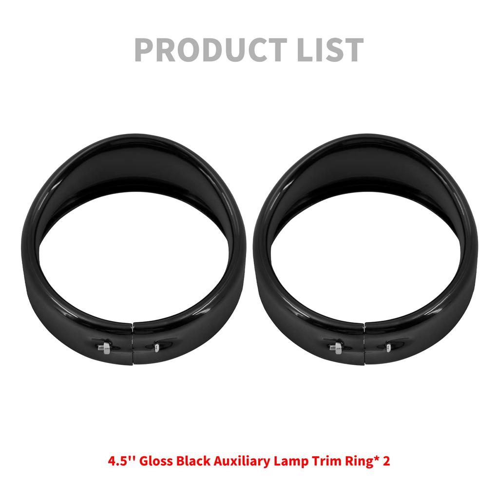 HDBUBALUS Motorcycle 4.5'' Auxiliary LED Fog Light Trim Ring Trim Ring Visor Bezel Cover
