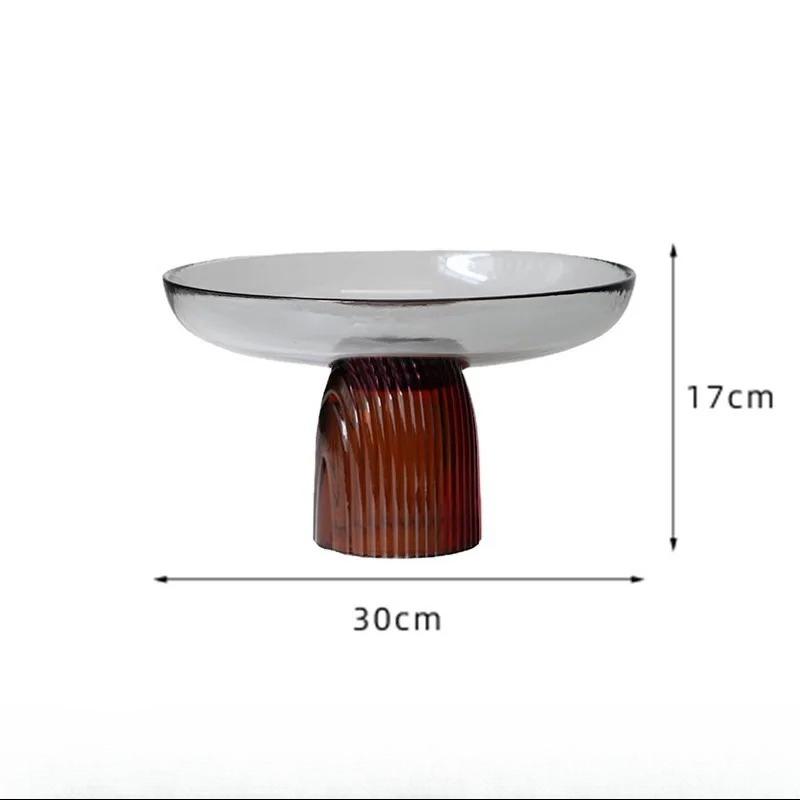 

Modern Color Blocking Art Glass Tray, Fruit Tray, High Leg Striped Storage Tray, Glass Container, Living Room Decoration