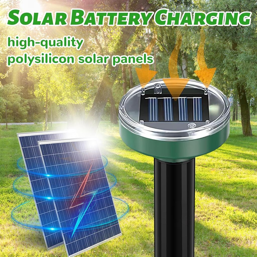 10 Pack Ultrasonic Solar Powered Animal Repellent for Outdoor Lawn Garden for Snakes Lawns Yard Garden All Pests Stakes Chaser Sonic Spikes