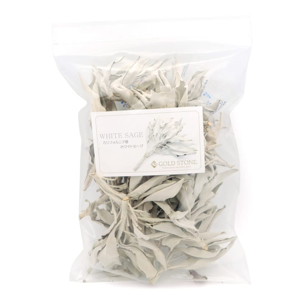 

GOLD STONE white sage branch cluster 50g california