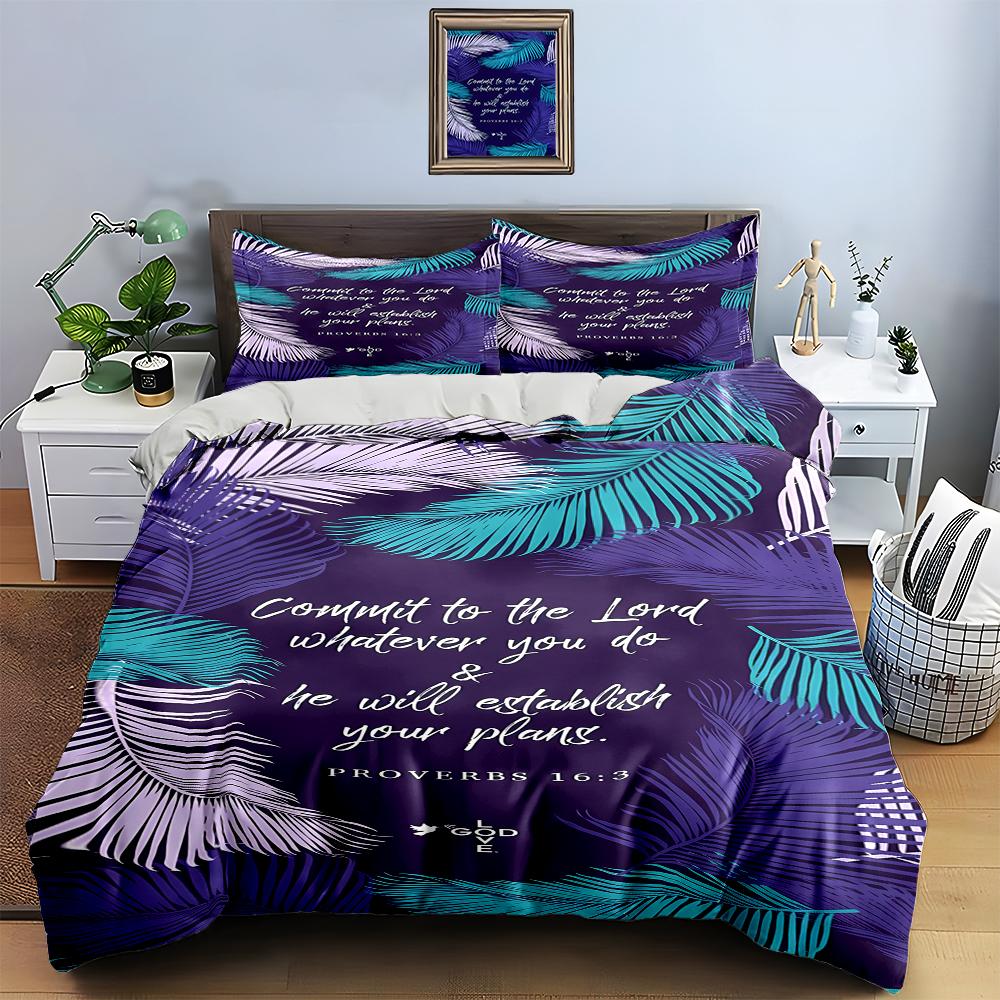 Tropical leaf motif Bedding Duvet cover sets Duvet covers Pillowcases gifts (1 * Duvet Cover 2 * Pillowcases, without duvet insert)