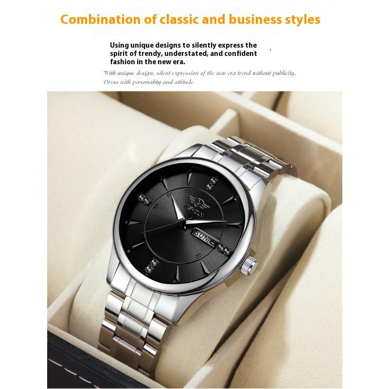 Top Brand Business Fashion Men's Watch Double Calendar Men's Luminous Waterproof Quartz Watch