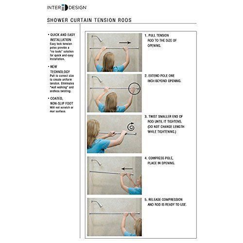 Barre de traction de rideau de douche - interdesign - cameo - pvc/polypropylène - noir - 190 x 4 cm