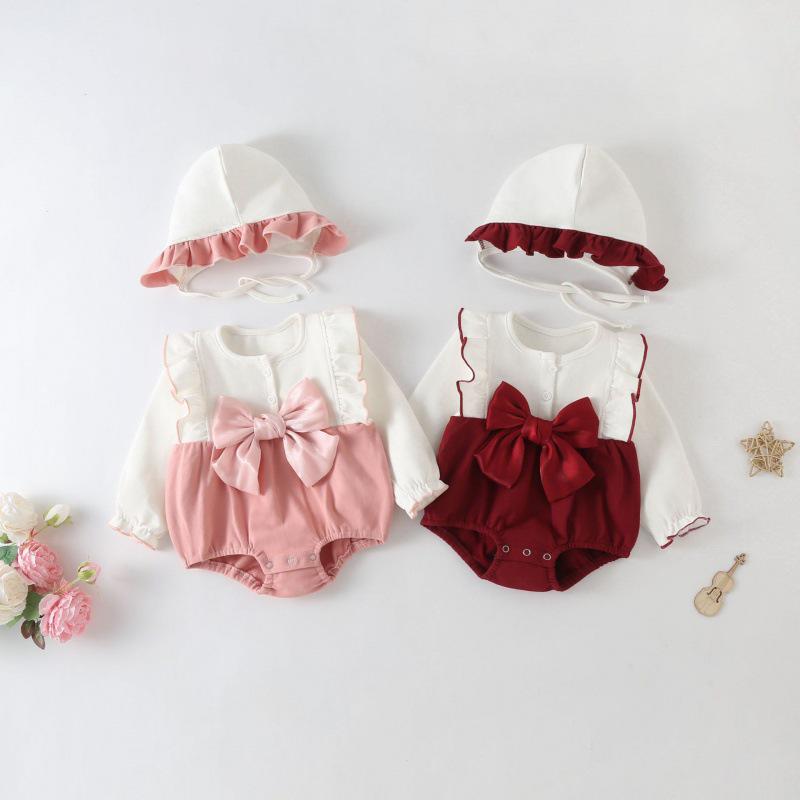 Newborn Baby Girl Autumn Romper - Princess Climbing Onesie for Spring or Fall.