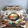Vintage Hot Air Balloon Decor Multiple Sizes Kid'S And Adults' Bedroom Exquisite 3Pc Bedding Set, Gift