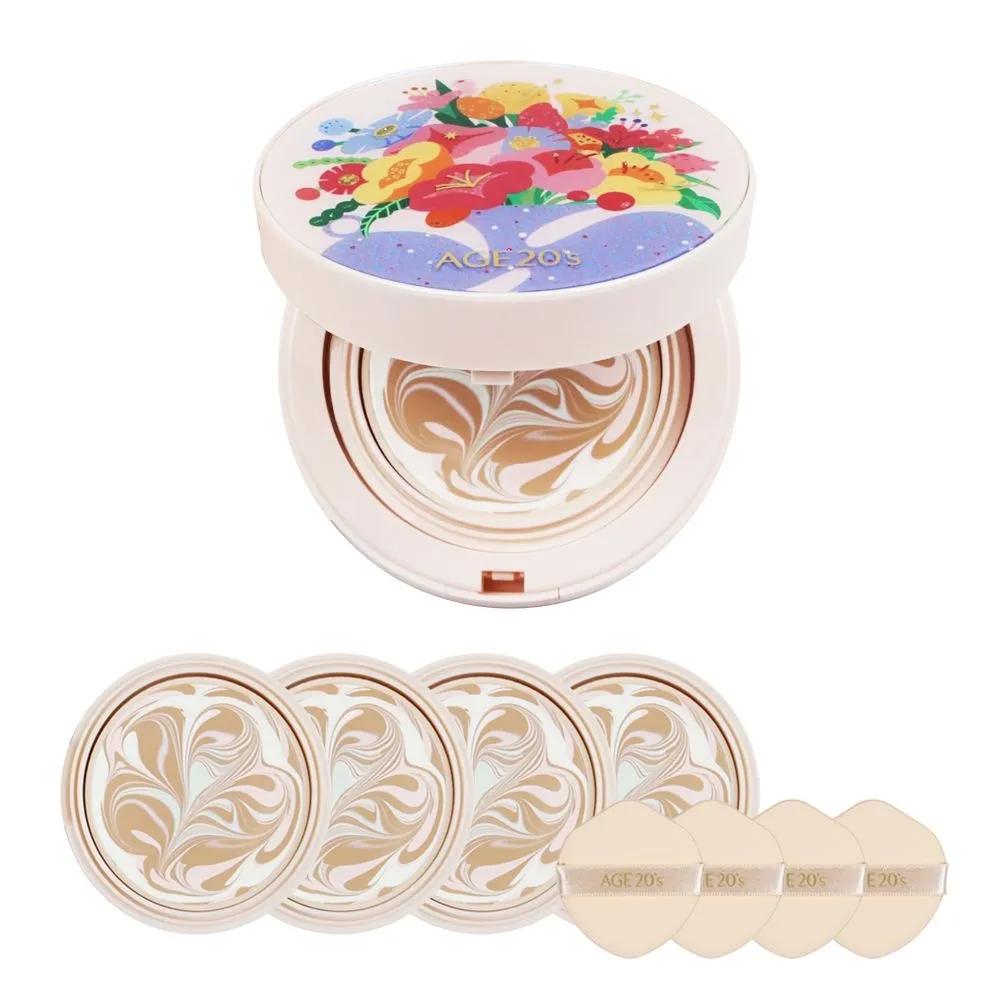 AGE20s Pact Essence Cover Pact Latest Flora Edition 1 Main Product, 4 Refills Flora Blue No. 21 1 main product 4 refills