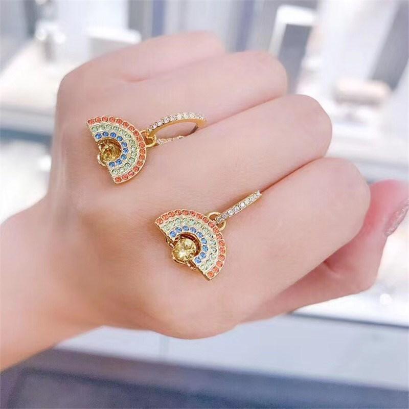 

1 шт. 1:1 Умные серьги-сердечки-радуги, блестящие серьги в форме сердечек-радуг