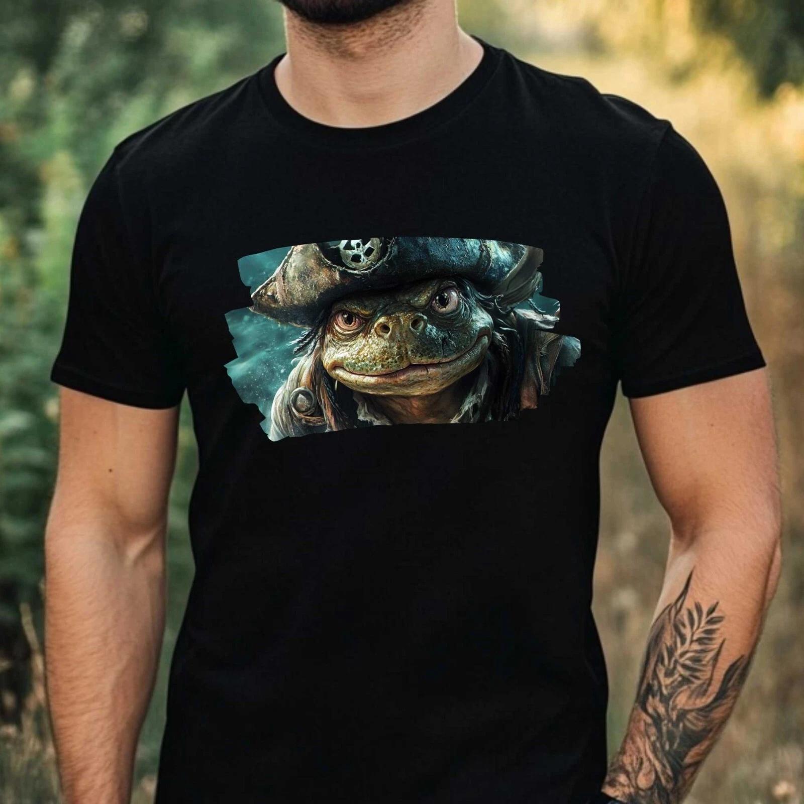 T-Shirt Herren Piraten Frosch Motiv Baumwolle Größe XS bis 5XL S
