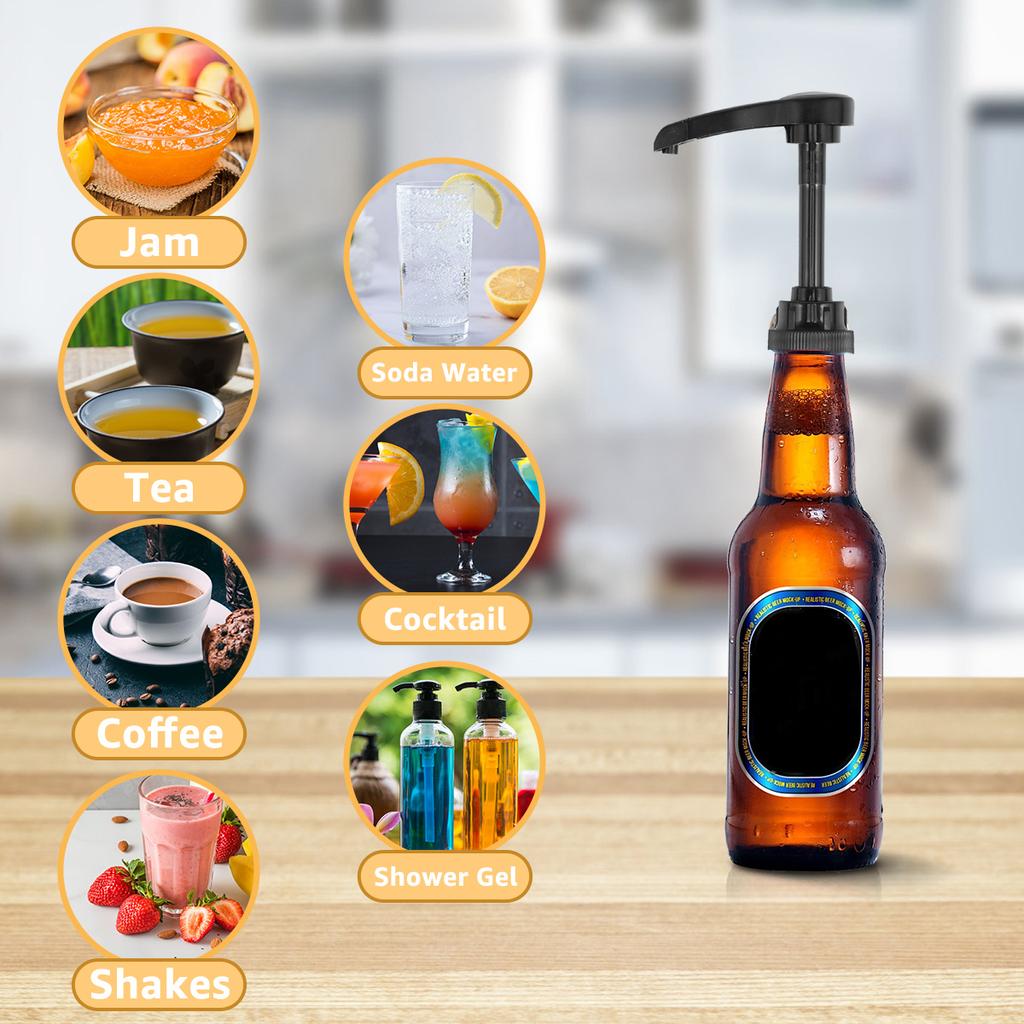 6Pcs Coffee Syrup Pump Reusable Pump Bottle Dispenser 10CC No Dripping Pressed Coffee Syrup Pump Dispenser with Mouth Cover