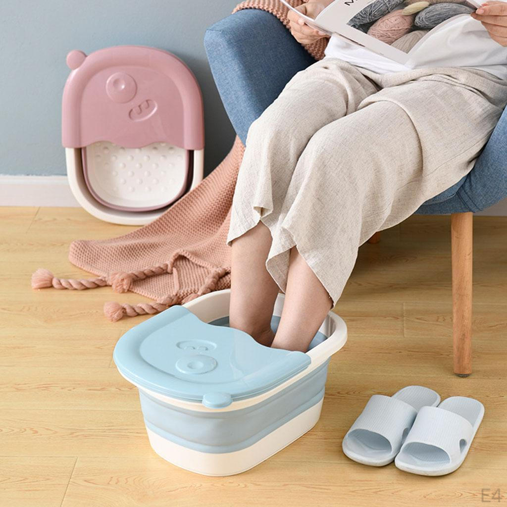 Collapsible Foot Soaking Bath Basin with Massage Pebble,Foldable PP Bucket Tub, Soak