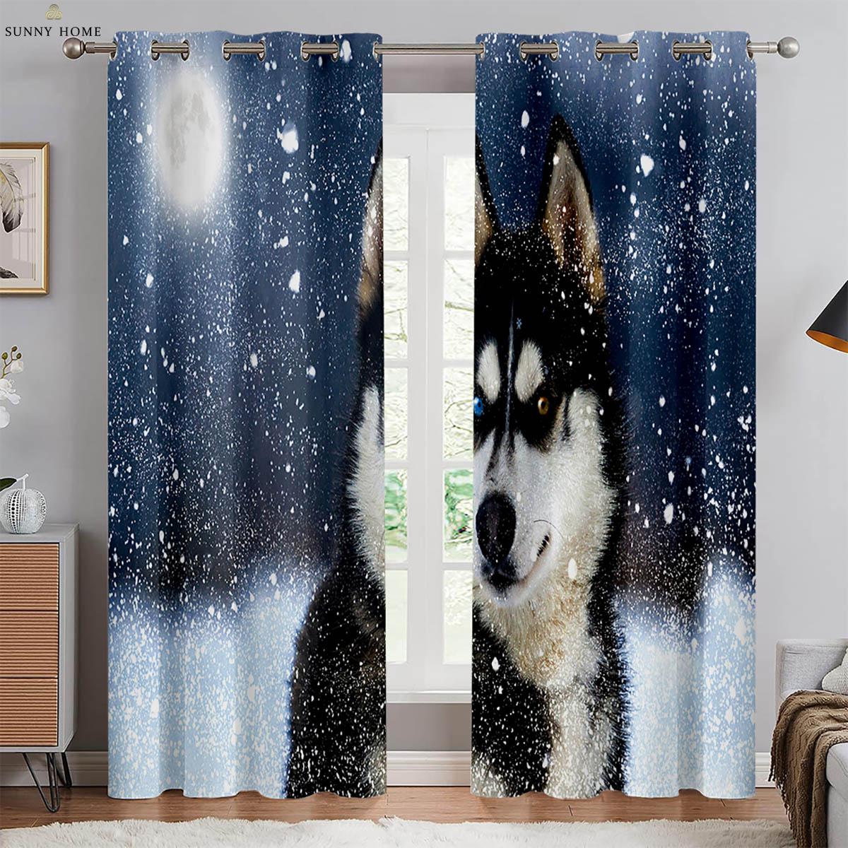 

Star Wolf Animal 3D Print Printing Curtain Bedroom Living Study Kitchen Area Light Blocking Heat Insulation Curtain Can Be Customized 2Pcs W100xH130(CM) folio&Rod pocket