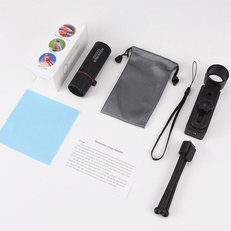 High-Magnification HD Monocular with Night Vision for Mobile Phone Bird Watching, Portable and Phone-Compatible for Outdoor Photography