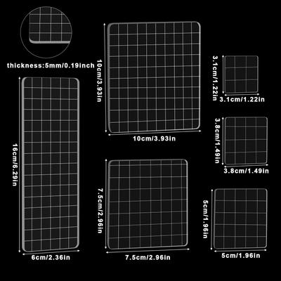 Paquete de 12 Bloques de Acrílico Transparente para Sellos 15x15cm - Líneas de Cuadrícula para Sellos de Silicona y Scrapbooking