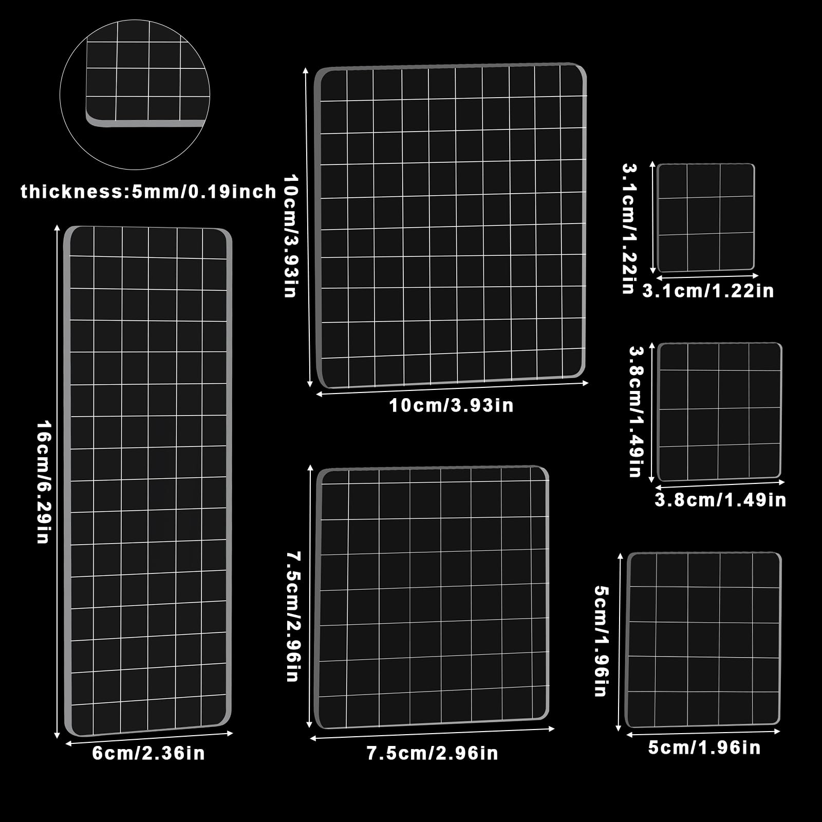 

Набор из 12 прозрачных акриловых блоков для штампов 15x15 см - С сеткой для силиконовых штампов и скрапбукинга чистый