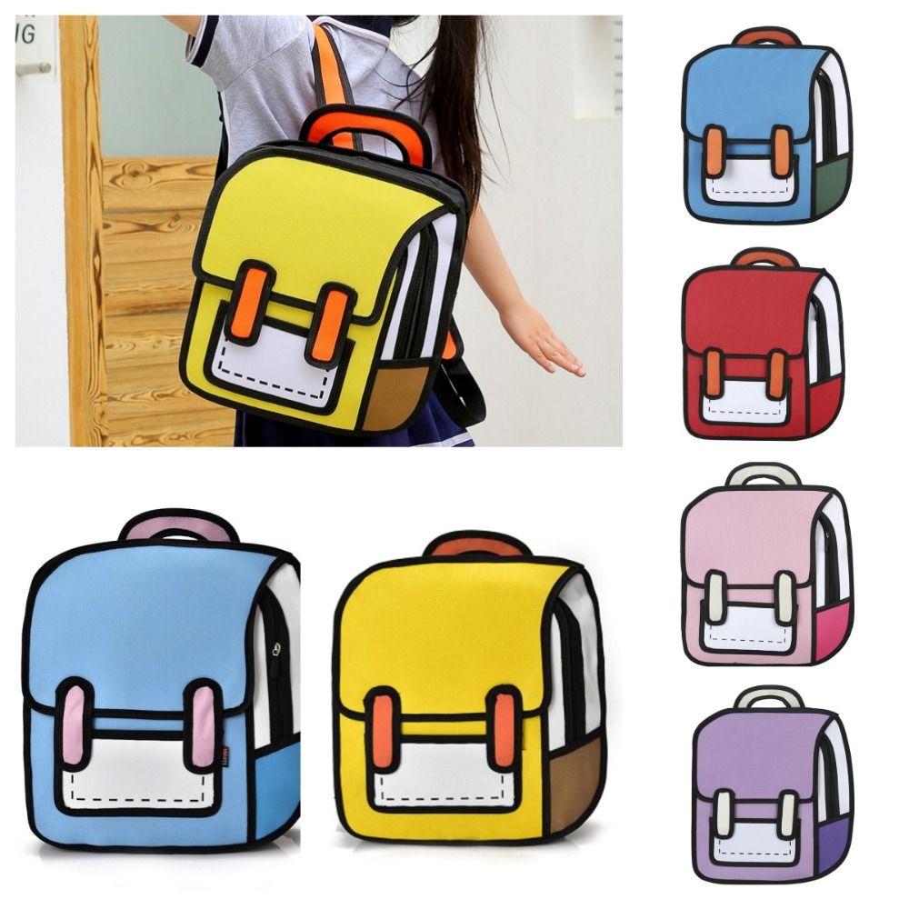 

Oxford 3D Jump Style Backpack Cartoon Student Schoolbag Kawaii Book Bag Backpack Student L фіолетовий