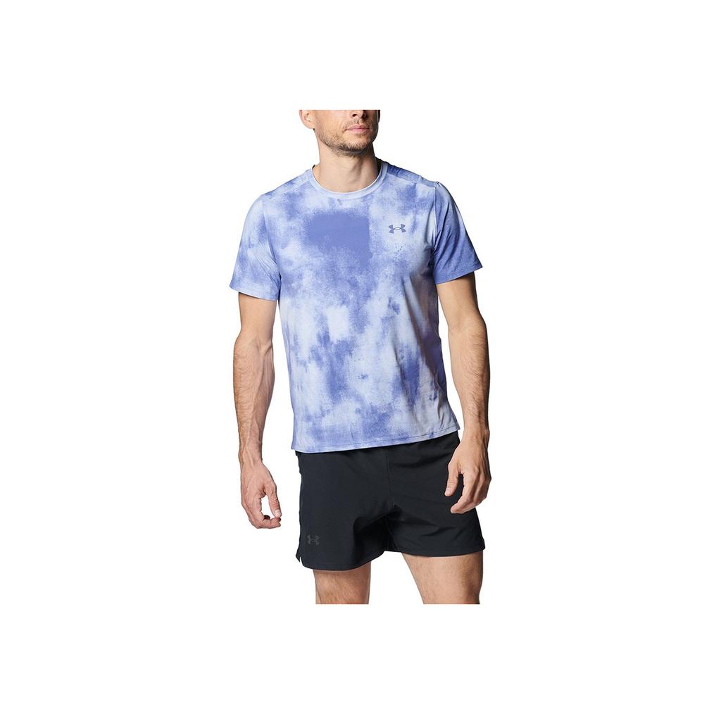 Under Armour Tie-Dye Print Crew Neck T-Shirt Men Tops Light-Blue Purple 1382615-539