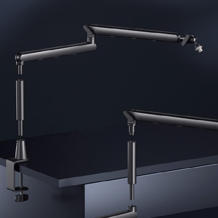 Boom Arm Adjustable 360 Rotatable Microphones Stainless Steel Mics Desk, Table Stand Foldable Scissor Stable Mount