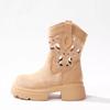 Summer retro western cowboy small short boots hollow breathable heightening women's boots