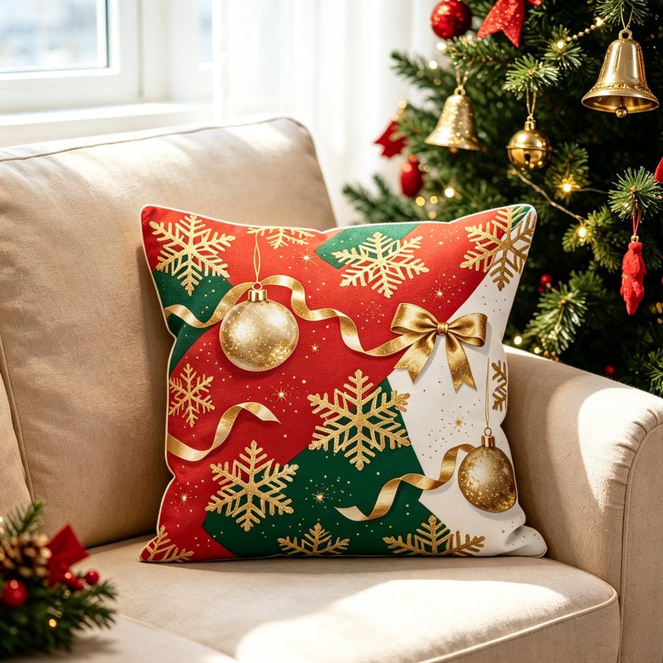 Christmas Throw Pillow Covers Festive Printed Xmas Cushion Cover Home Decor Sofa Waist Pillows Case for Living Room Couch