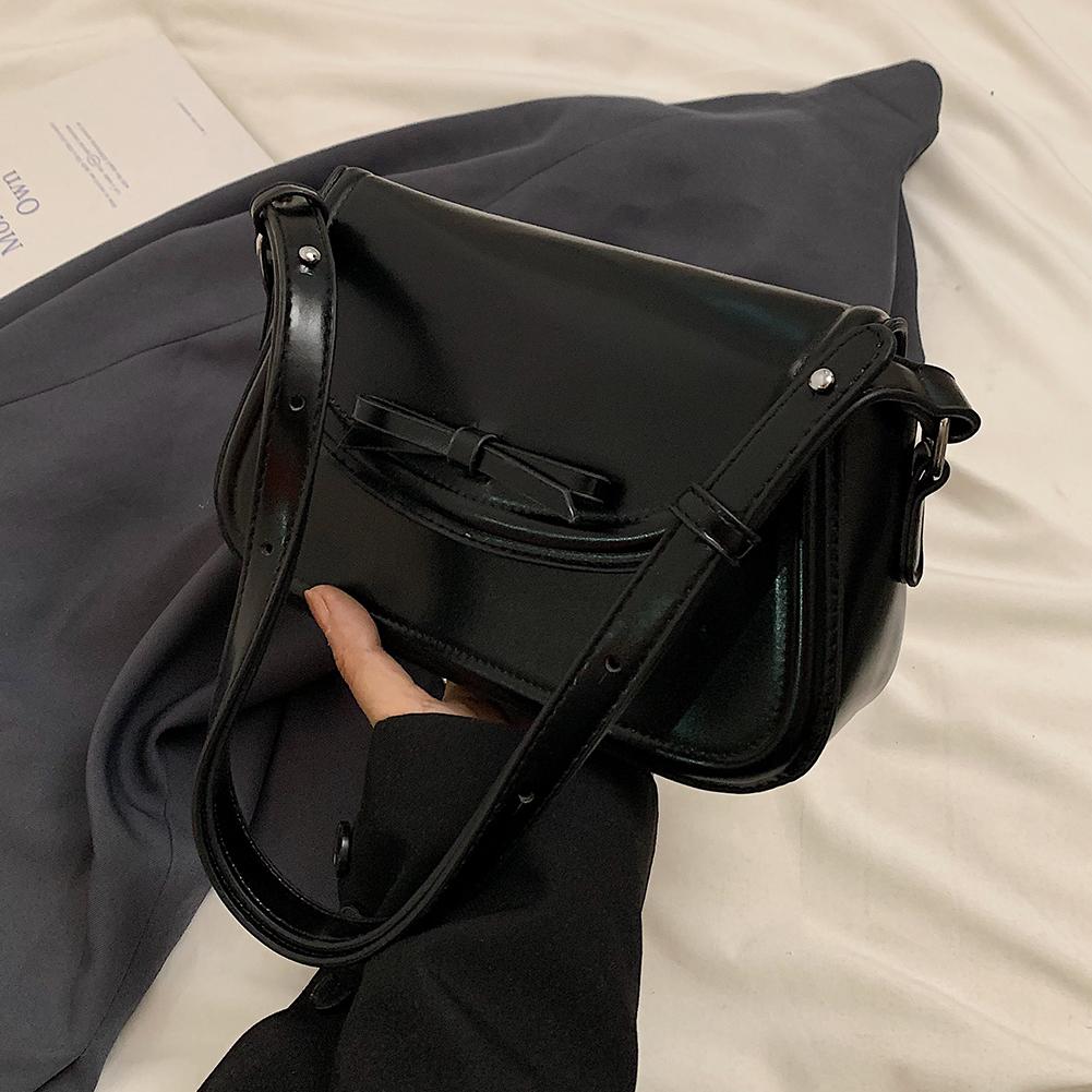 Women Small Underarm Bag Solid Color Casual Tote Handbag Girls Outdoor Daily Bag