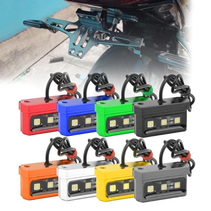 12V Motorcycle LED License Plate Light Decorative Lamp Frame Rear Tail Number Light Universal Indicators Motorbike Parts