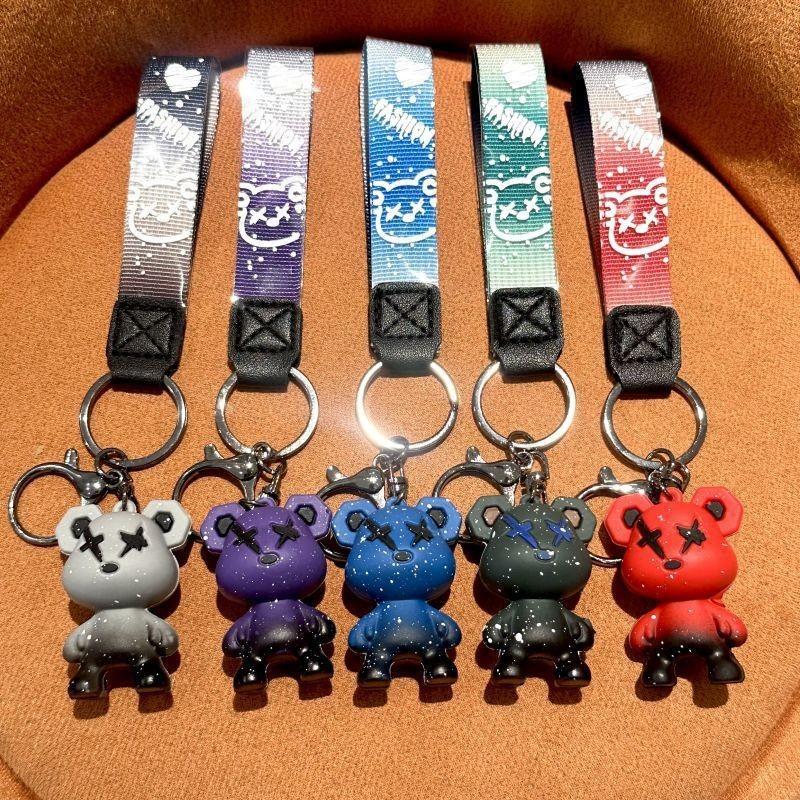 Adorable Galaxy Gradient Bear Silicone Keychain Trendy Fashion Accessory