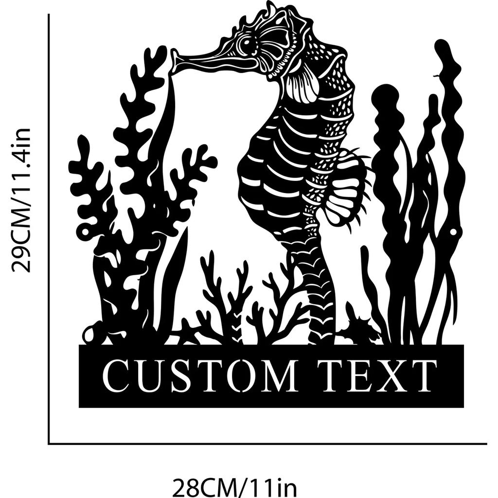 Metal Seahorse Wall Art Nautical Ocean Beach Decor Steel Marine Life Sign