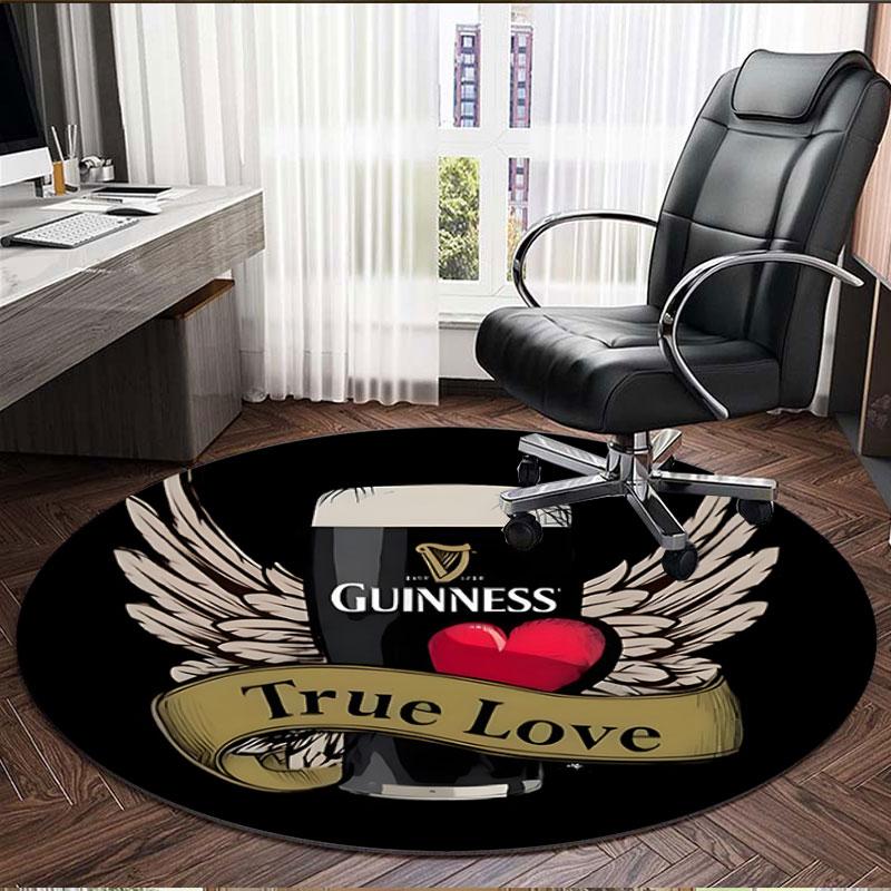 Guinness Draught Print Round Rug, Washable Floor Carpet, For Entryway Dorm Laundry Room Office Study, Home Decor Birthday Christmas Gift