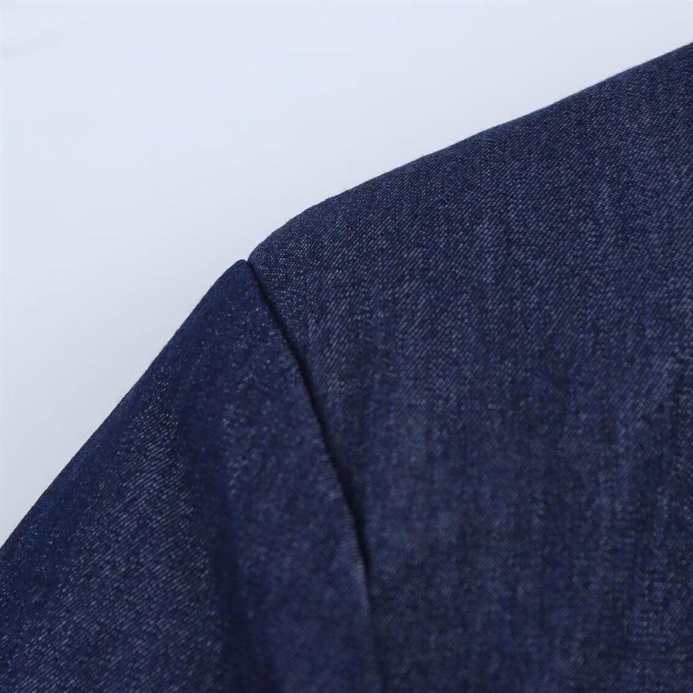 2025 Spring Women's Slim-Fit Color-Block Denim Jacket and Wide-Leg Pants Set