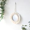 Bohemian Wall Mirror Macrame Fringes Tapestry Round Hanging Mirrors for Bedroom Apartment Entryways Home Decorations